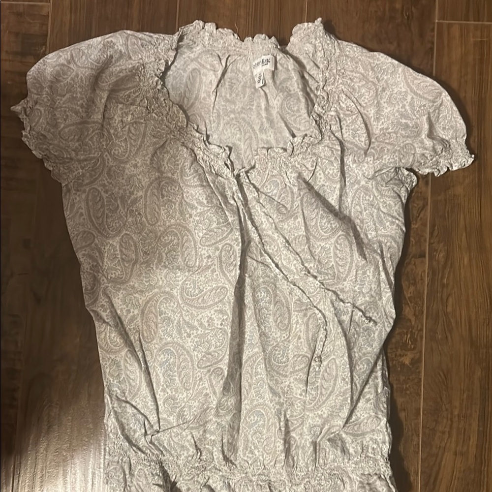 St. John's Bay White Ruffled Cap Sleeve Blouse